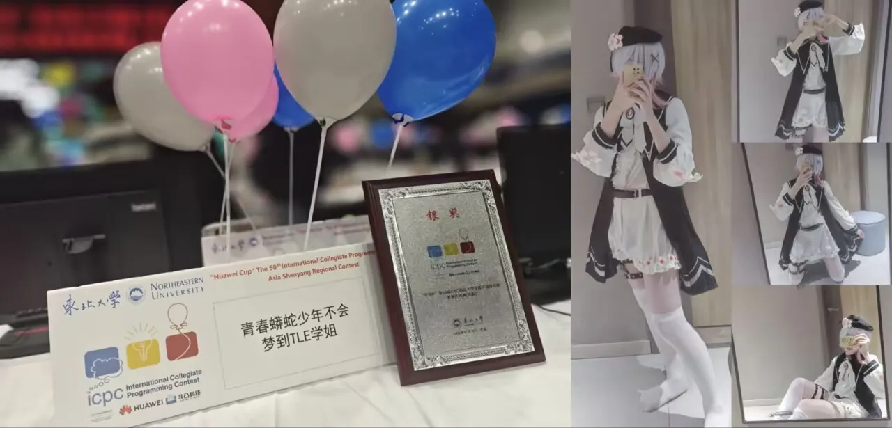 ICPC 沈阳区域赛银奖奖牌与女装照片
